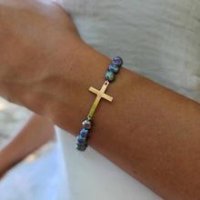 Load image into Gallery viewer, READY TO SHIP Freshwater Pearl Cross Bracelet - 14k Gold Fill FJD$
