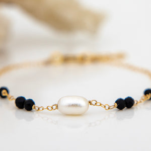READY TO SHIP Glass Bead & Freshwater Pearl Bracelet - 14k Gold Fill FJD$