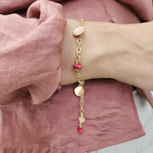 Load image into Gallery viewer, CUSTOM ENGRAVABLE Charm &amp; Red Coral Bracelet - 14k Gold Fill FJD$
