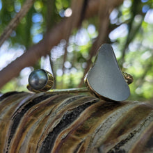 Load image into Gallery viewer, READY TO SHIP Civa Fiji Saltwater Bezel Set Pearl &amp; Seaglass Cuff - 14k Gold Fill FJD$
