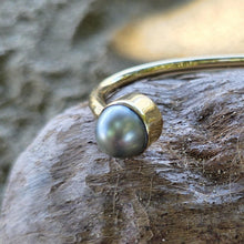 Load image into Gallery viewer, READY TO SHIP Civa Fiji Saltwater Bezel Set Pearl &amp; Seaglass Cuff - 14k Gold Fill FJD$
