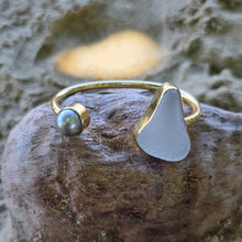 Load image into Gallery viewer, READY TO SHIP Civa Fiji Saltwater Bezel Set Pearl &amp; Seaglass Cuff - 14k Gold Fill FJD$
