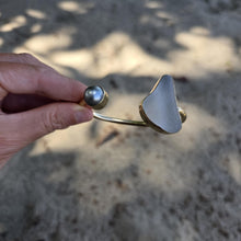 Load image into Gallery viewer, READY TO SHIP Civa Fiji Saltwater Bezel Set Pearl &amp; Seaglass Cuff - 14k Gold Fill FJD$

