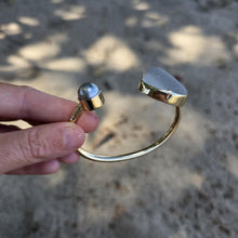 Load image into Gallery viewer, READY TO SHIP Civa Fiji Saltwater Bezel Set Pearl &amp; Seaglass Cuff - 14k Gold Fill FJD$
