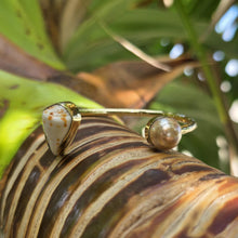 Load image into Gallery viewer, READY TO SHIP Civa Fiji Saltwater Bezel Set Pearl &amp; Shell Cuff - 14k Gold Fill FJD$
