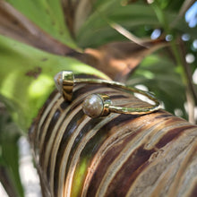Load image into Gallery viewer, READY TO SHIP Civa Fiji Saltwater Bezel Set Pearl &amp; Shell Cuff - 14k Gold Fill FJD$
