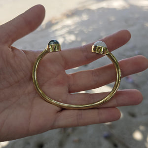 READY TO SHIP Civa Fiji Saltwater Bezel Set Pearl & Shell Cuff - 14k Gold Fill FJD$