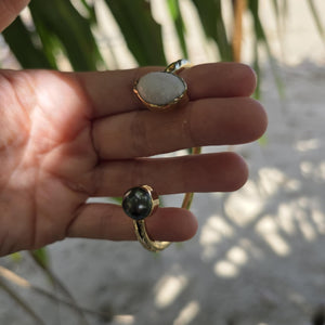 READY TO SHIP Civa Fiji Saltwater Bezel Set Pearl & Shell Cuff - 14k Gold Fill FJD$