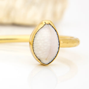 READY TO SHIP Civa Fiji Saltwater Bezel Set Pearl & Shell Cuff - 14k Gold Fill FJD$