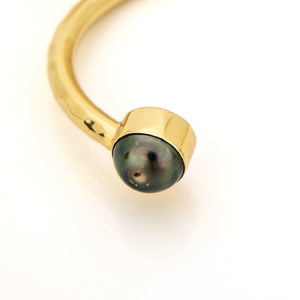 READY TO SHIP Civa Fiji Saltwater Bezel Set Pearl & Shell Cuff - 14k Gold Fill FJD$