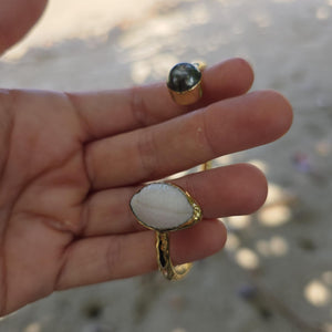 READY TO SHIP Civa Fiji Saltwater Bezel Set Pearl & Shell Cuff - 14k Gold Fill FJD$