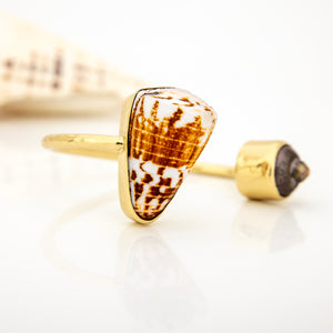 READY TO SHIP Civa Fiji Saltwater Bezel Set Pearl & Shell Cuff - 14k Gold Fill FJD$