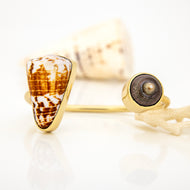 READY TO SHIP Civa Fiji Saltwater Bezel Set Pearl & Shell Cuff - 14k Gold Fill FJD$