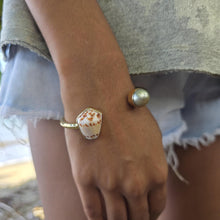 Load image into Gallery viewer, READY TO SHIP Civa Fiji Saltwater Bezel Set Pearl &amp; Shell Cuff - 14k Gold Fill FJD$
