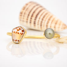 Load image into Gallery viewer, READY TO SHIP Civa Fiji Saltwater Bezel Set Pearl &amp; Shell Cuff - 14k Gold Fill FJD$
