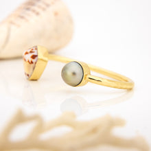 Load image into Gallery viewer, READY TO SHIP Civa Fiji Saltwater Bezel Set Pearl &amp; Shell Cuff - 14k Gold Fill FJD$
