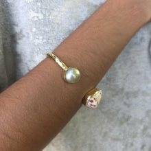 Load image into Gallery viewer, READY TO SHIP Civa Fiji Saltwater Bezel Set Pearl &amp; Shell Cuff - 14k Gold Fill FJD$
