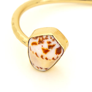 READY TO SHIP Civa Fiji Saltwater Bezel Set Pearl & Shell Cuff - 14k Gold Fill FJD$