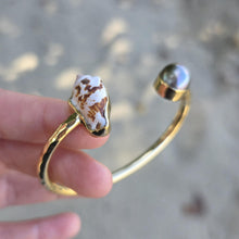 Load image into Gallery viewer, READY TO SHIP Civa Fiji Saltwater Bezel Set Pearl &amp; Shell Cuff - 14k Gold Fill FJD$
