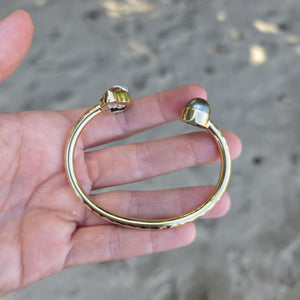 READY TO SHIP Civa Fiji Saltwater Bezel Set Pearl & Shell Cuff - 14k Gold Fill FJD$