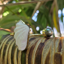 Load image into Gallery viewer, READY TO SHIP Civa Fiji Saltwater Bezel Set Pearl &amp; Shell Cuff - 14k Gold Fill FJD$
