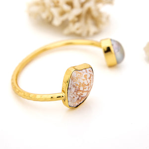 READY TO SHIP Civa Fiji Saltwater Bezel Set Pearl & Shell Cuff - 14k Gold Fill FJD$
