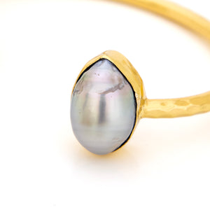 READY TO SHIP Civa Fiji Saltwater Bezel Set Pearl & Shell Cuff - 14k Gold Fill FJD$