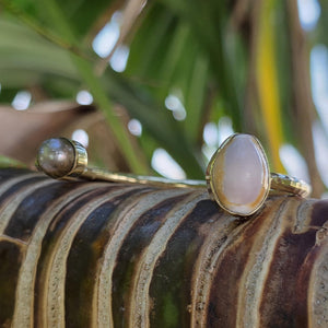 READY TO SHIP Civa Fiji Saltwater Bezel Set Pearl & Shell Cuff - 14k Gold Fill FJD$