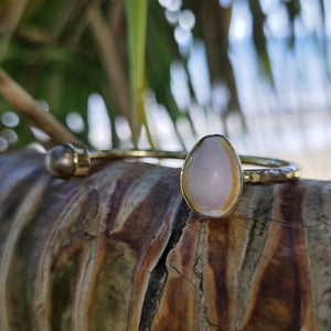 READY TO SHIP Civa Fiji Saltwater Bezel Set Pearl & Shell Cuff - 14k Gold Fill FJD$