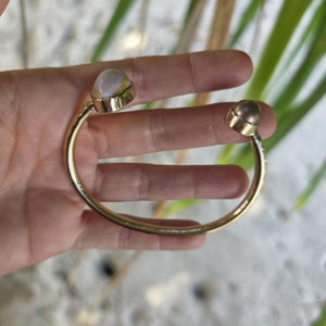 READY TO SHIP Civa Fiji Saltwater Bezel Set Pearl & Shell Cuff - 14k Gold Fill FJD$
