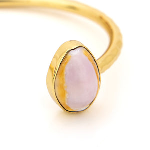 READY TO SHIP Civa Fiji Saltwater Bezel Set Pearl & Shell Cuff - 14k Gold Fill FJD$