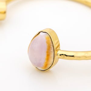 READY TO SHIP Civa Fiji Saltwater Bezel Set Pearl & Shell Cuff - 14k Gold Fill FJD$