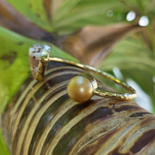 Load image into Gallery viewer, READY TO SHIP Civa Fiji Saltwater Bezel Set Pearl &amp; Shell Cuff - 14k Gold Fill FJD$
