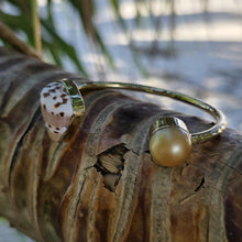 Load image into Gallery viewer, READY TO SHIP Civa Fiji Saltwater Bezel Set Pearl &amp; Shell Cuff - 14k Gold Fill FJD$
