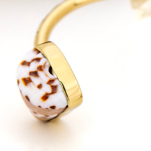 READY TO SHIP Civa Fiji Saltwater Bezel Set Pearl & Shell Cuff - 14k Gold Fill FJD$
