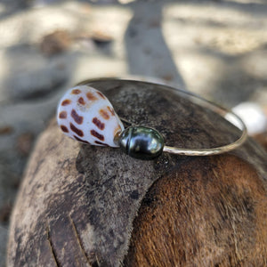 READY TO SHIP Closed Bangle 14k Gold Fill with Civa Fiji Saltwater Pearl & Shell - FJD$