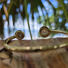 Load image into Gallery viewer, READY TO SHIP Civa Fiji Saltwater Bezel Set Pearl &amp; Shell Cuff - 14k Gold Fill FJD$
