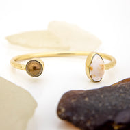 READY TO SHIP Civa Fiji Saltwater Bezel Set Pearl & Shell Cuff - 14k Gold Fill FJD$