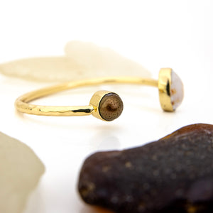 READY TO SHIP Civa Fiji Saltwater Bezel Set Pearl & Shell Cuff - 14k Gold Fill FJD$
