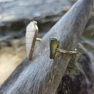 READY TO SHIP Bezel Set Seaglass & Shell Cuff - 14k Gold Fill FJD$