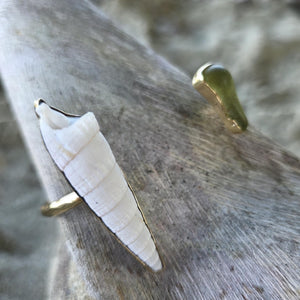 READY TO SHIP Bezel Set Seaglass & Shell Cuff - 14k Gold Fill FJD$