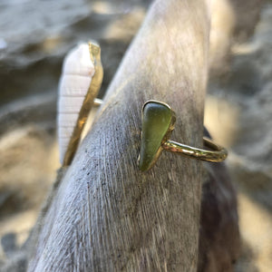 READY TO SHIP Bezel Set Seaglass & Shell Cuff - 14k Gold Fill FJD$