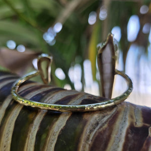 READY TO SHIP Bezel Set Seaglass & Shell Cuff - 14k Gold Fill FJD$