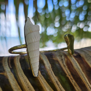 READY TO SHIP Bezel Set Seaglass & Shell Cuff - 14k Gold Fill FJD$