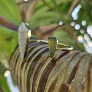 READY TO SHIP Bezel Set Seaglass & Shell Cuff - 14k Gold Fill FJD$