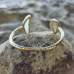 READY TO SHIP Bezel Set Seaglass & Shell Cuff - 14k Gold Fill FJD$