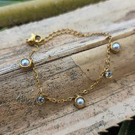 READY TO SHIP Freshwater Pearl Bracelet  - Gold Plated FJD$