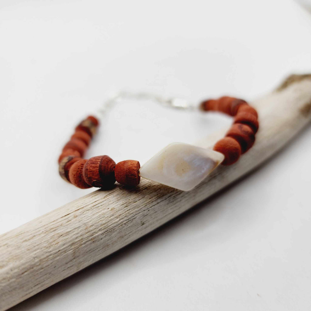 READY TO SHIP Mother of Pearl & Wooden Bead Bracelet - FJD$
