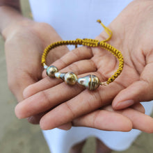 Load image into Gallery viewer, READY TO SHIP Unisex Civa Fiji Pearl Trio Bracelet - Nylon &amp; 14k Gold Fill FJD$
