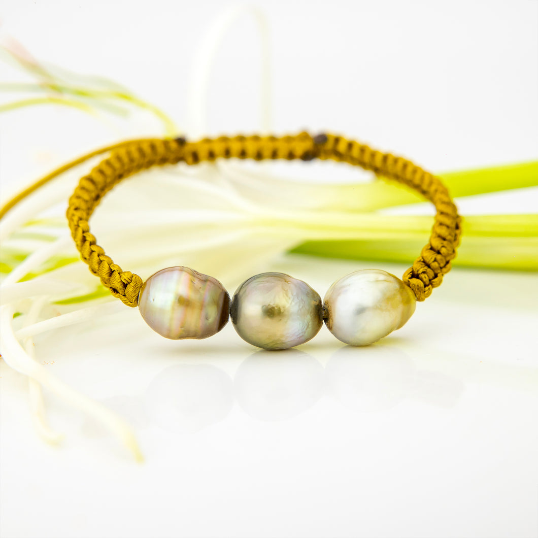 READY TO SHIP Unisex Civa Fiji Pearl Trio Bracelet - Nylon FJD$